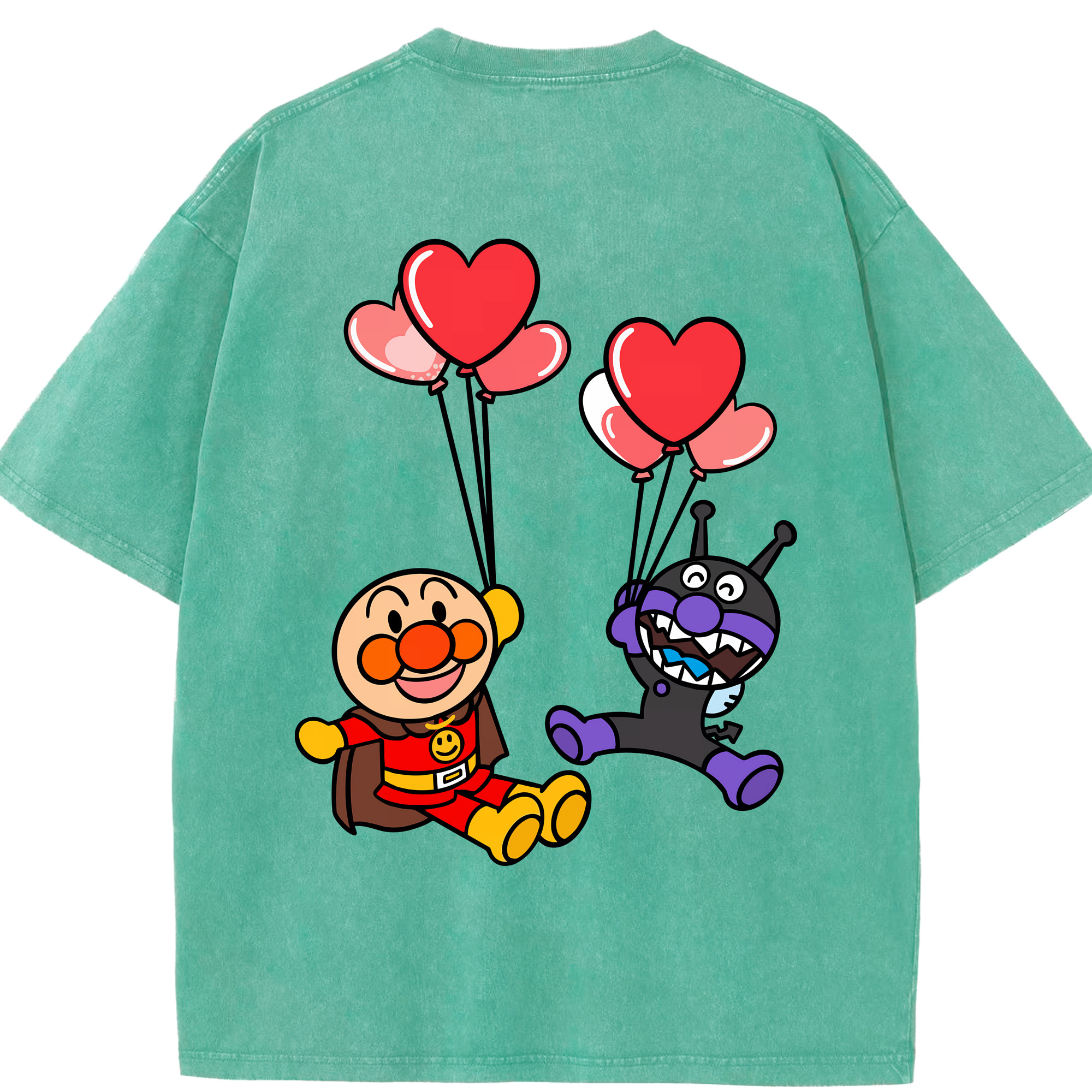 （画像用） アンパンマン Anpanman 綿100% ヴィンテージ風 半袖Tシャツ（背面プリント）